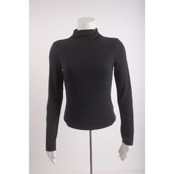 Massimo Dutti Womans Mock Turtleneck Shirt Size S Dark Green Ribbed 6894/928 NWT - Picture 1 of 6